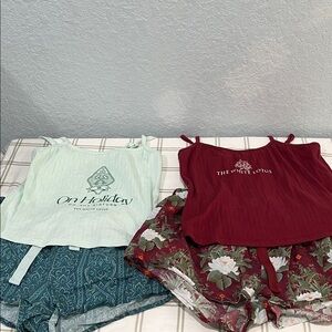 The White Lotus & On Holiday Ribbed Tank Tops - Mint & Wine Sleep sets.